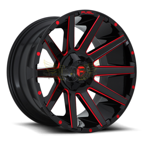 JANTE FUEL 4X4 CONTRA - D643 Gloss Black w/ Candy Red 20/22/24"