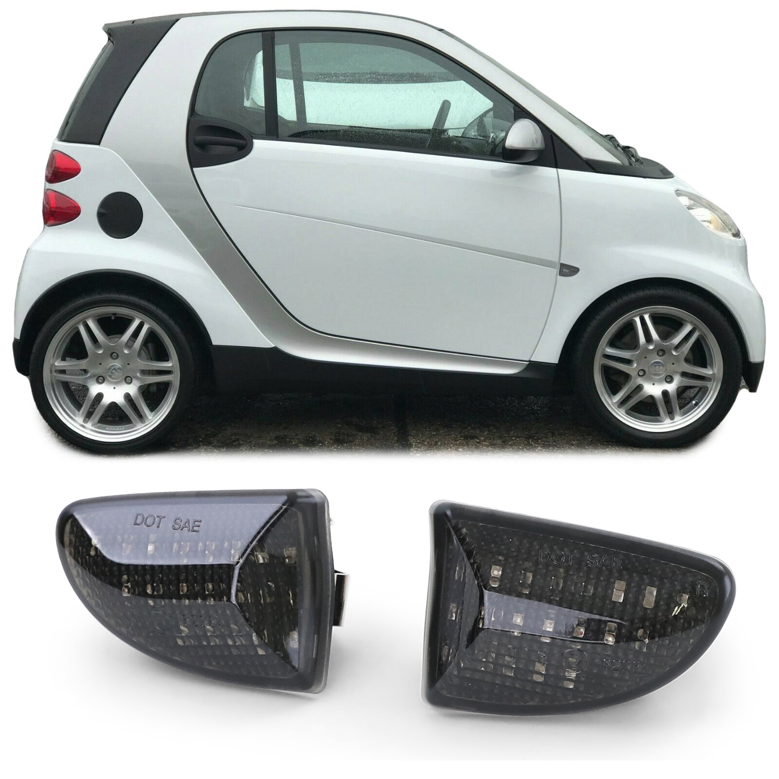 Clignotants latéraux à LED noir pour Smart Fortwo Cabrio Coupe 451 de 07 -  Speed Wheel