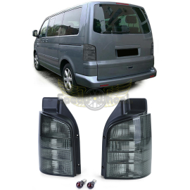 Paire de feux arrières verre transparent noir fumé pour VW Combi T5 03-09 avec hayon