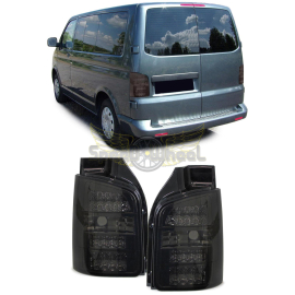 Feux arrières à LED en verre transparent avec clignotants à LED noir fumé pour VW Bus T5 03-09