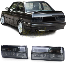 Feux arrière en verre transparent fumé noir sur mesure pour BMW Série 3 E30 Facelift