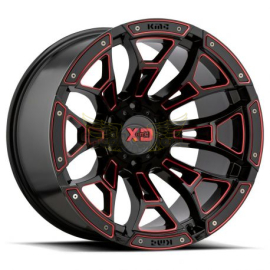 JANTE  XD841 BONEYARD GLOSS BLACK MILLED WITH RED TINT  20"