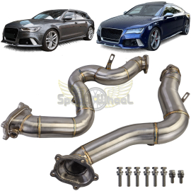 Tuyaux de remplacement de tuyaux de descente en acier inoxydable de course pour Audi S6 RS6 4G A7 S7 RS7 12-18