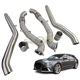 Downpipes Racing avec protection thermique + tubes centraux pour Audi S6 RS6 S7 RS7 12-18